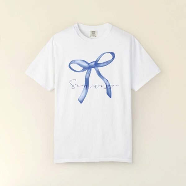 Watercolor Bow Chinoiserie Print T-shirt, Blue and White Ribbon Shirt,Watercolor Tee,Hand drawn Chinoiserie,Toile De Jouy,Chinoiserie Prints