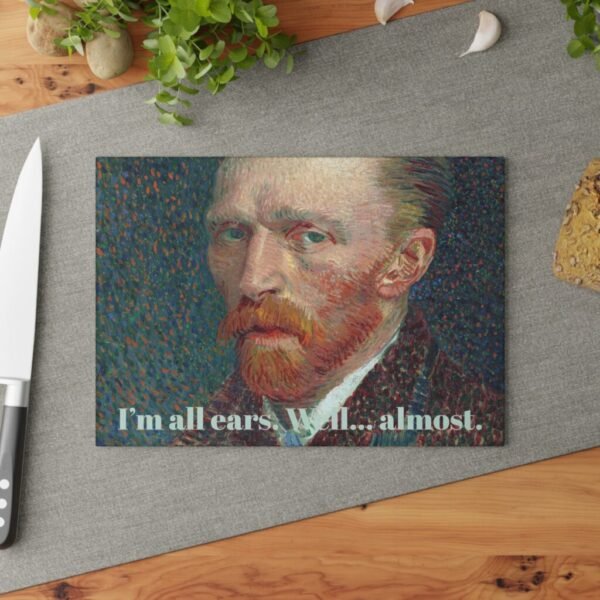 Funny Van Gogh Glass Cutting Board - Funny Art Lover Kitchen Gift, Humorous Sarcastic Gag Gift - Van Gogh,Art Joke,housewarming Gift for her