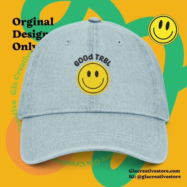 Cheerful cap- Good TRBL Embroidered Denim Hat