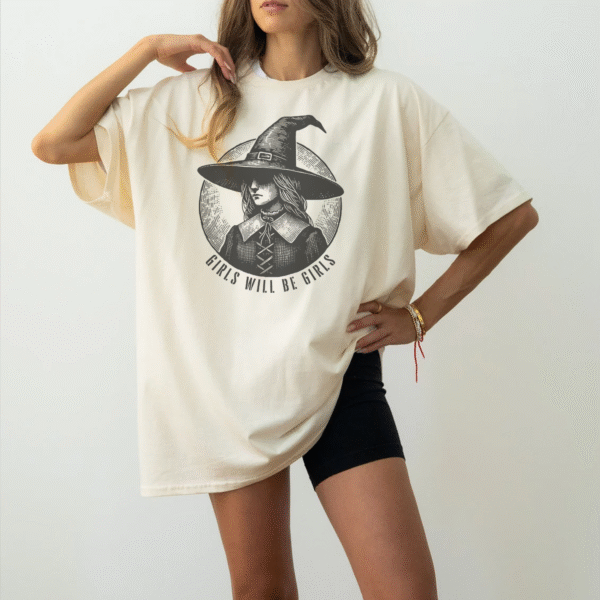 Comfort colors Witchy T-Shirt,Girls Will Be Girls,Halloween feminist , Spooky witchy bachelorette,halloween oversized tee, gothic girl power
