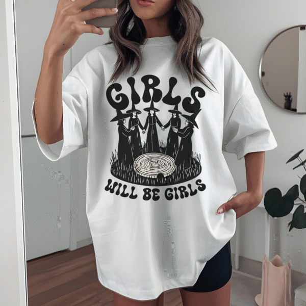 Comfort colors Witchy T-Shirt,Girls Will Be Girls,Halloween feminist , Spooky witchy bachelorette,halloween oversized tee, gothic girl power