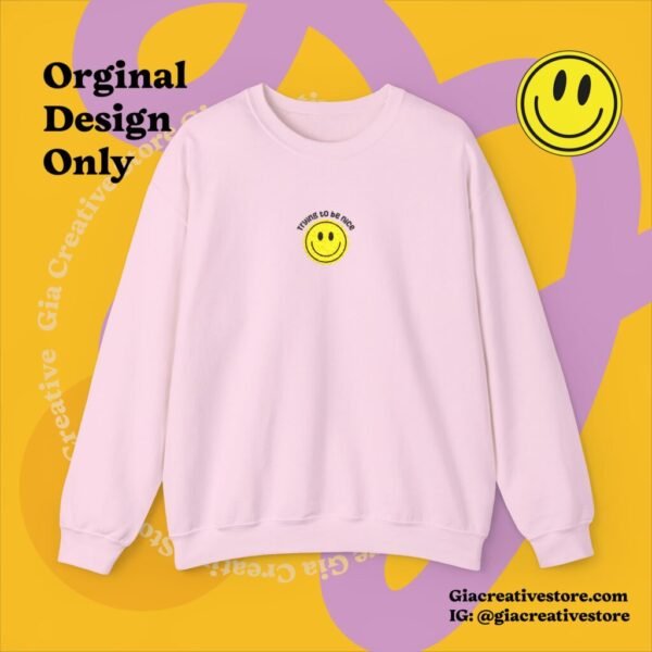 Embroidered Trying to be nice Cheerful Crewneck Sweatshirt with Smile Design