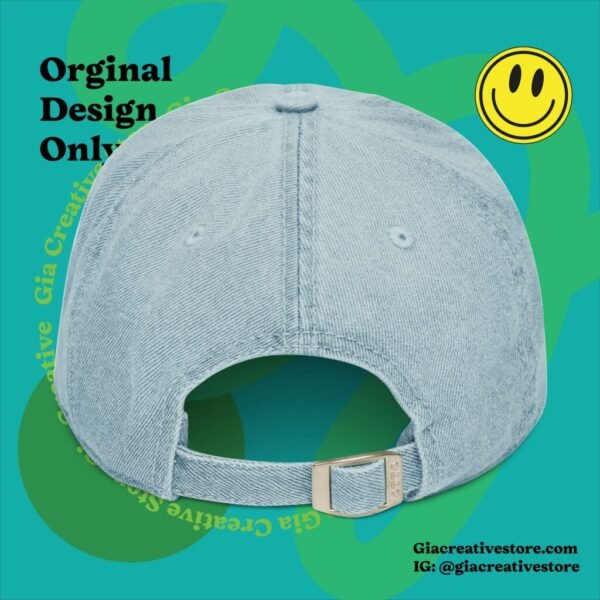 Smiley face cap - Good Vibes Embroidered Denim Hat