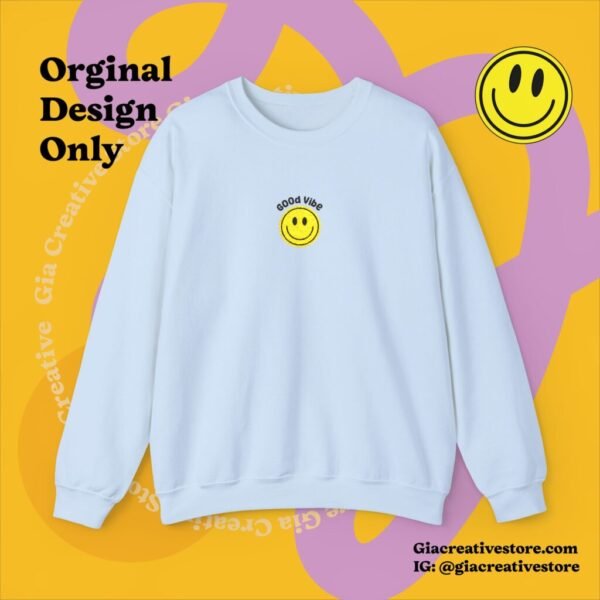 Cheerful Sweatshirt- Embroidered Good vibe with Smile Design